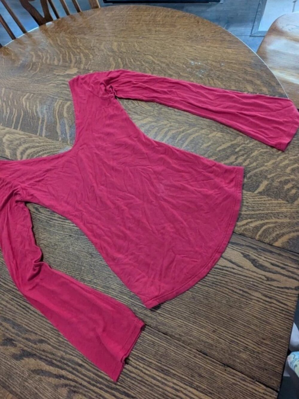 Y2K Versatile Small Red Long Sleeve 100% Modal